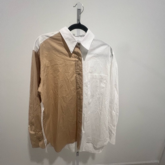 SLOAN / The Two-Tone Boyfriend Shirt / 100% cotton / Size L - Picture 3 of 6